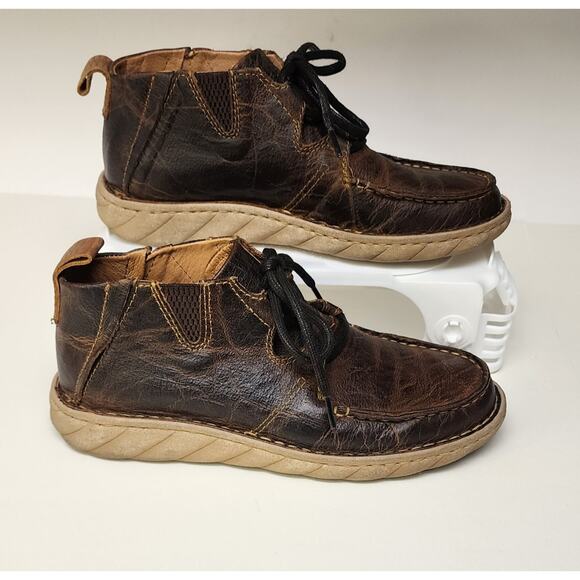 Tony Lama Mens Distressed Leather Estancia Tan Brown Mocs Casual Boots Size US 7 - Picture 1 of 9